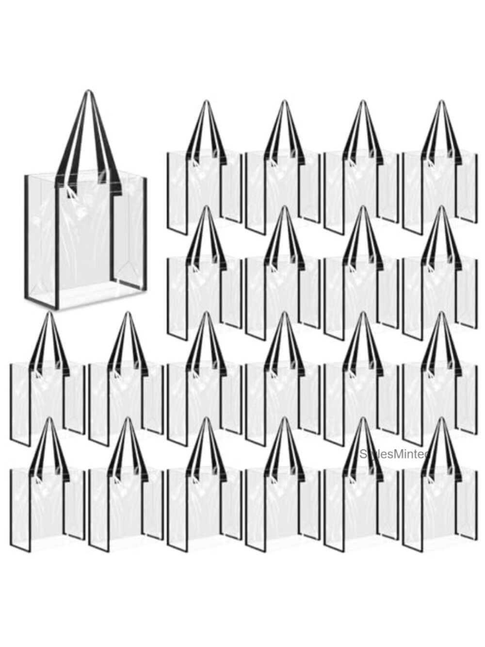 Set of 20 Clear Tote Bags with Handles PVC Stadium Approved